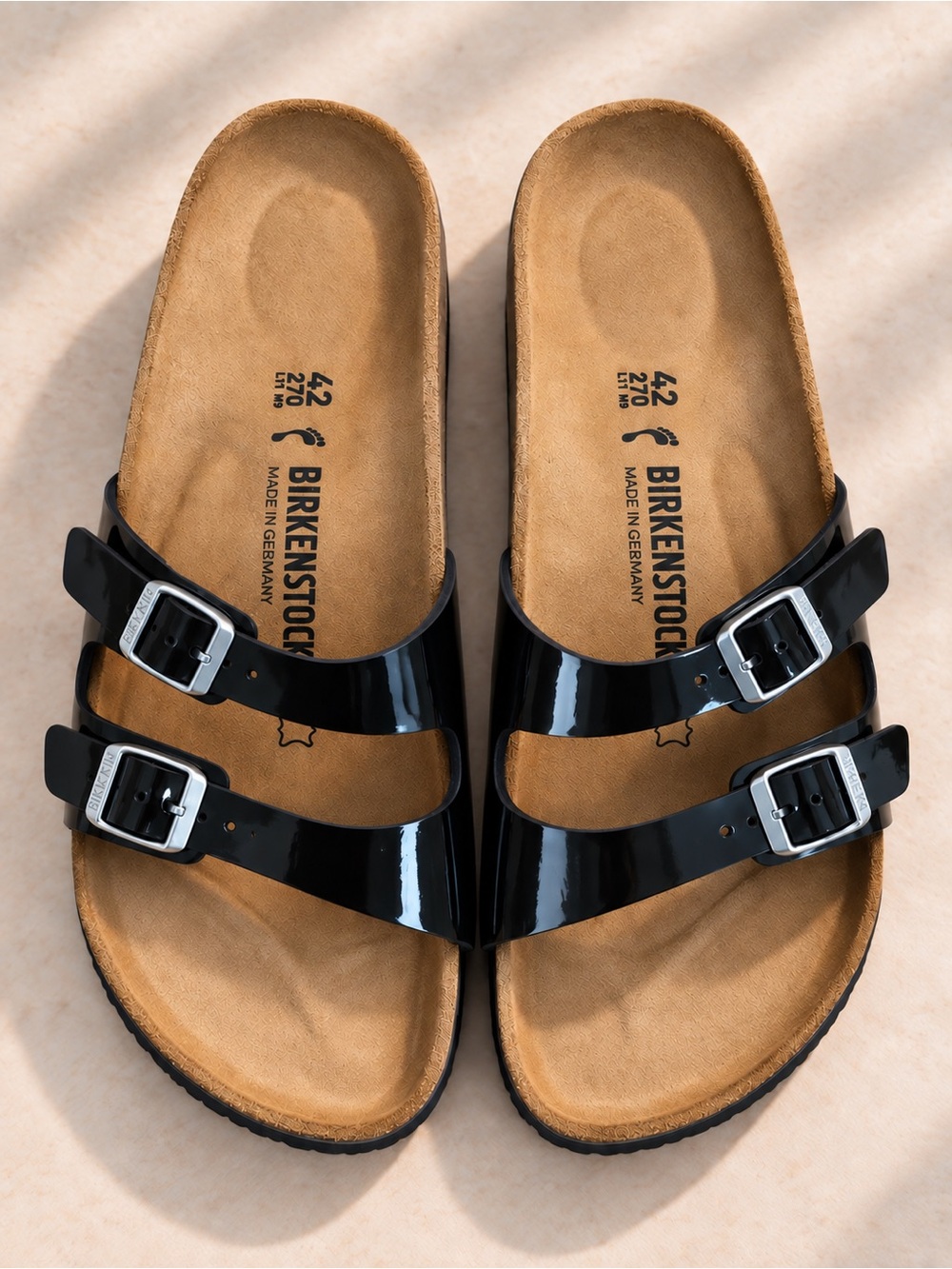 Birkenstock Women’s Ibiza Black Patent Red Sole Slide Sandals EU 42 US 11 New